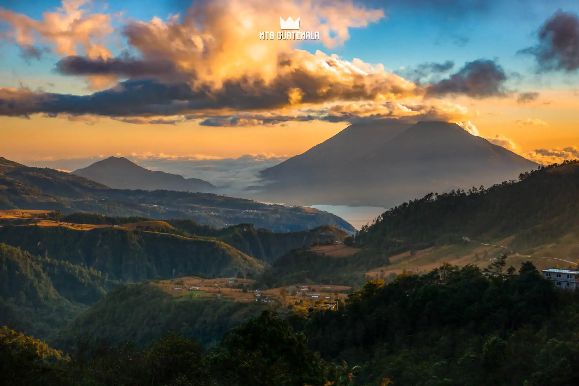 It's sunset season in Guatemala. View from the Panamerican highway above Lake Atitán. Lake Atitlán Chimaltenango, Guatemala