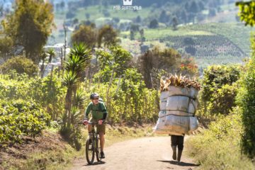 Enormes cargas hacen que las empinadas colinas parezcan más fáciles en bicicleta. Chimaltenango, Guatemala