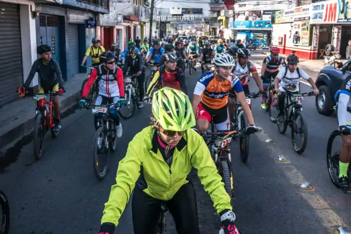 Over 300 riders take over the streets of Huehuetenango for the 9th for the 9th edition of the Travesía de Los Cuchumatanes.  Huehuetenango, Guatemala