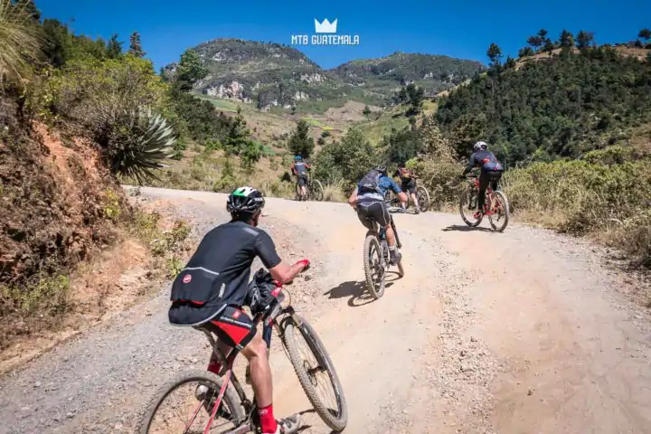 Riders make thier way up the 4,000ft climb to the top of the Cuchumatanes mountains.  Huehuetenango, Guatemala