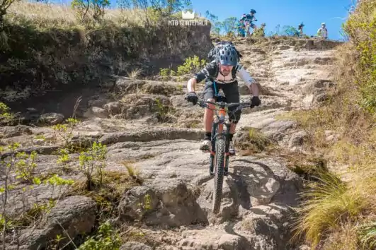 Technical downhills on the Atitlán slickrock trail. Lake Atitlán Chimaltenango, Guatemala