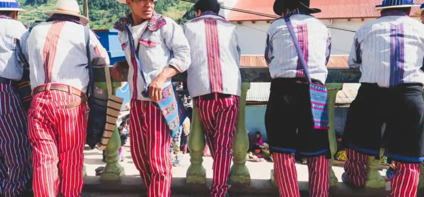 Traditional clothes of the men of Todos Santos Los Cuchumatánes , Guatemala