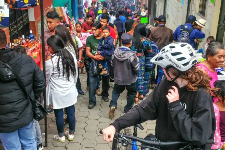 Mountain Bikng to the Sumpango Giant Kite Festival.  Sacatepéquez, Guatemala