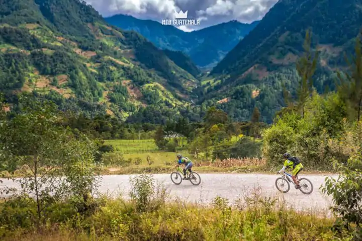 Mountain Biking in the Cuchumatánes -Steep, green mountains on the eastern side of the Cuchumatánes. Los Cuchumatánes , Guatemala