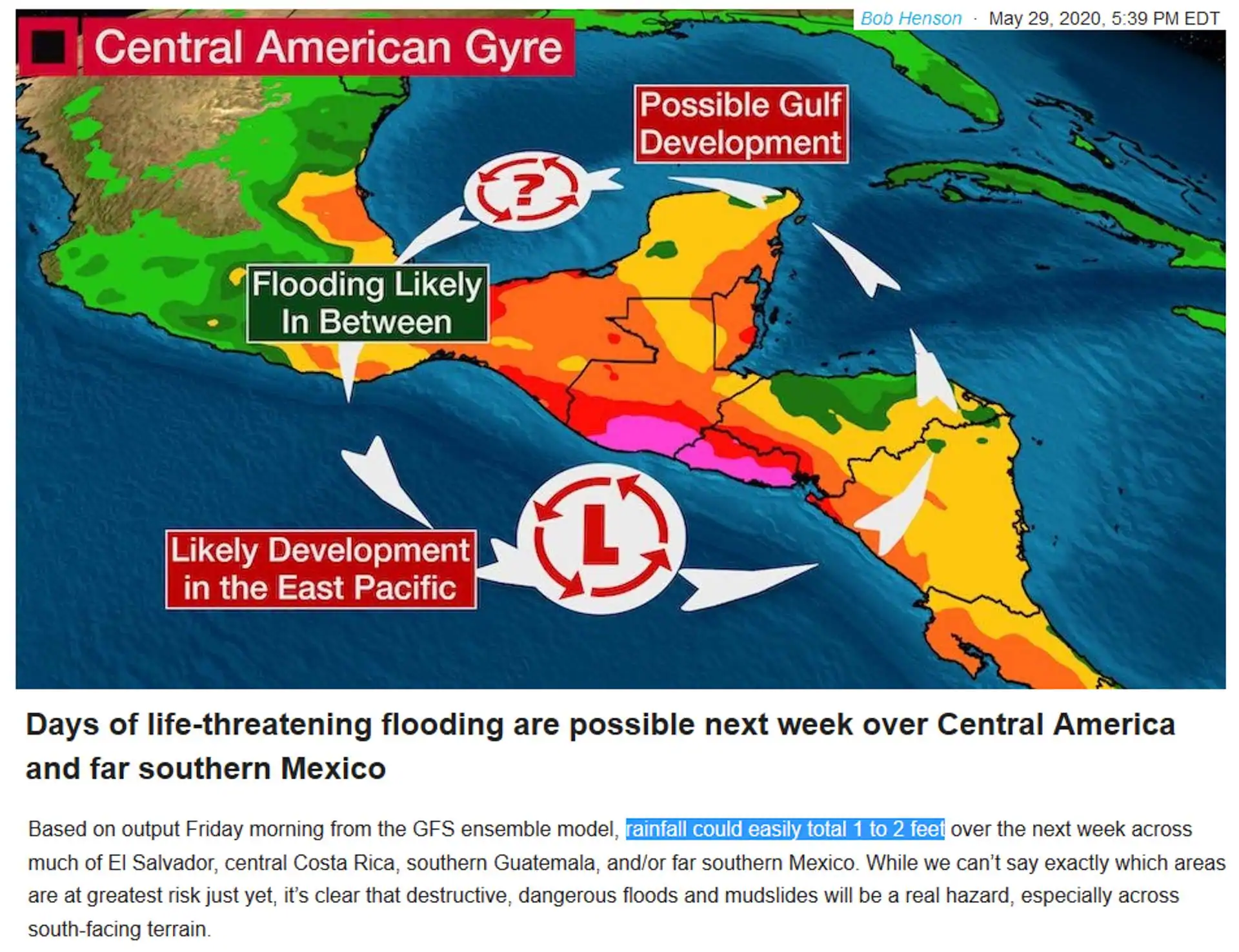 Dangerous weather effects during the rainy season in Guatemala